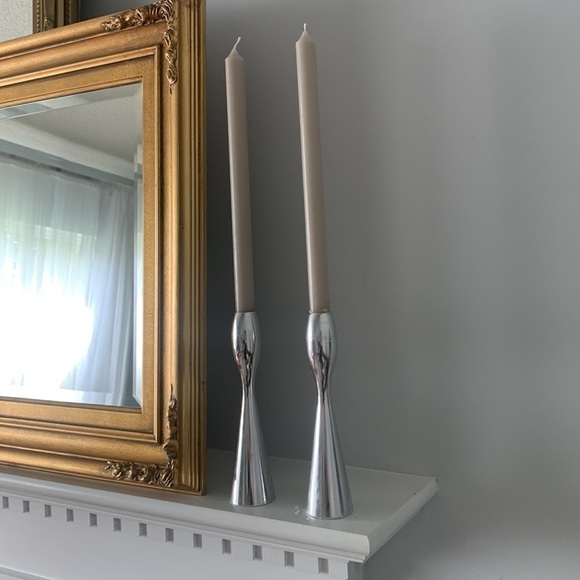 Nambe studio 1994 set of two Candle Sticks #26 vintage MCM modern metal - Picture 5 of 6